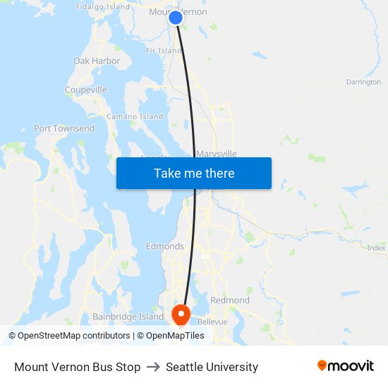 Mount Vernon Bus Stop to Seattle University map