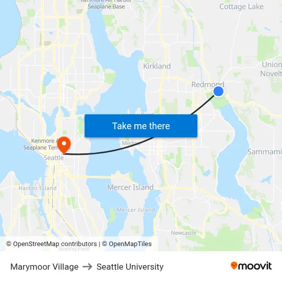 Marymoor Village to Seattle University map