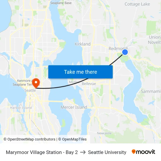 Marymoor Village Station - Bay 2 to Seattle University map