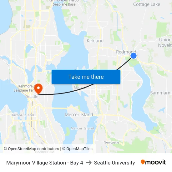 Marymoor Village Station - Bay 4 to Seattle University map