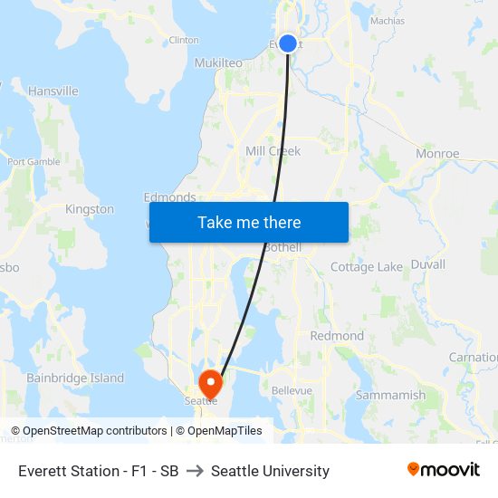 Everett Station - F1 - SB to Seattle University map