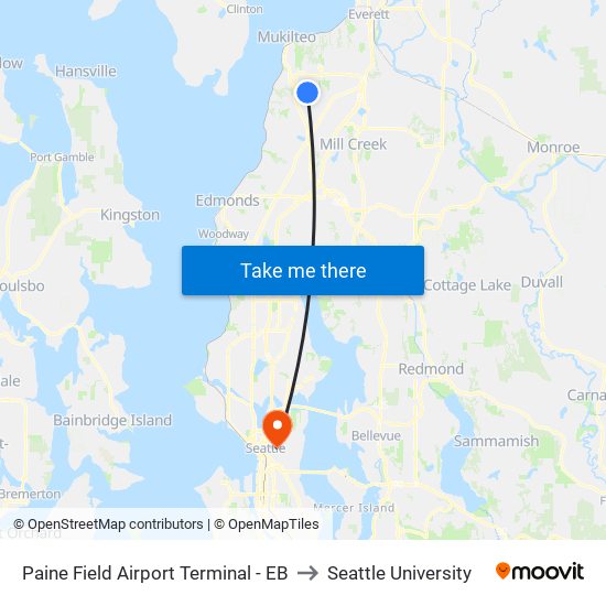 Paine Field Airport Terminal - EB to Seattle University map