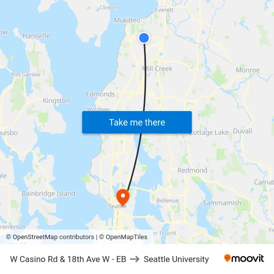 W Casino Rd & 18th Ave W - EB to Seattle University map