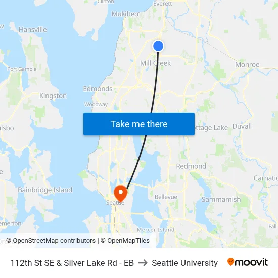 112th St SE & Silver Lake Rd - EB to Seattle University map