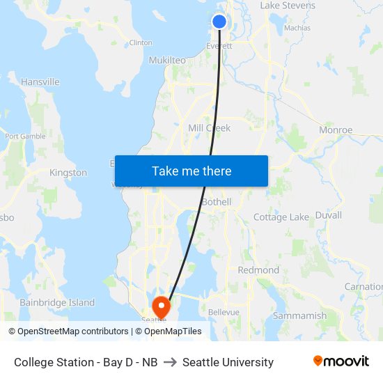 College Station - Bay D - NB to Seattle University map