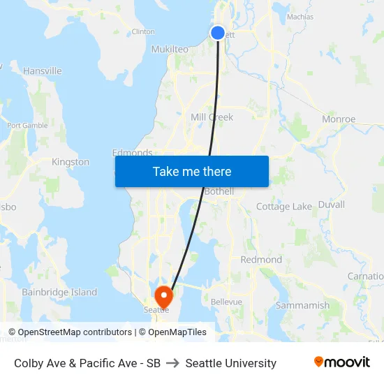 Colby Ave & Pacific Ave - SB to Seattle University map