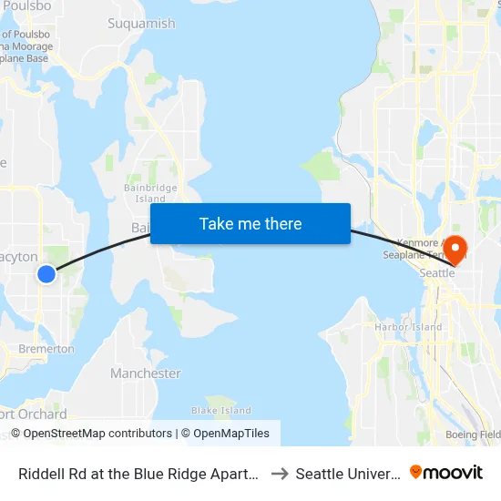 Riddell Rd at the Blue Ridge Apartments to Seattle University map