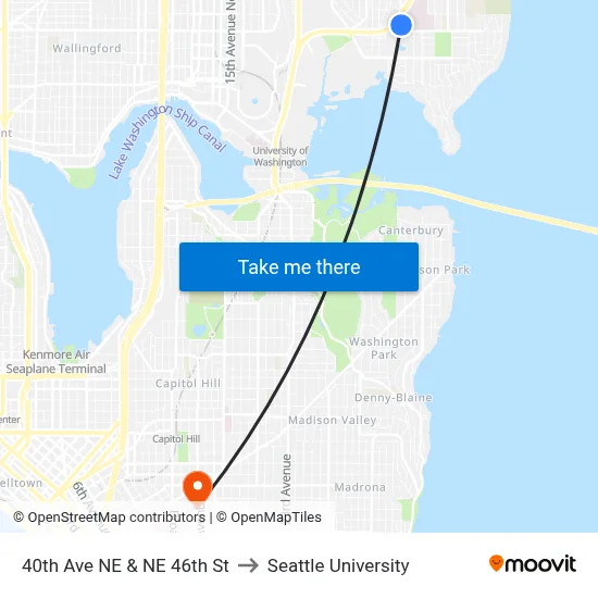 40th Ave NE & NE 46th St to Seattle University map