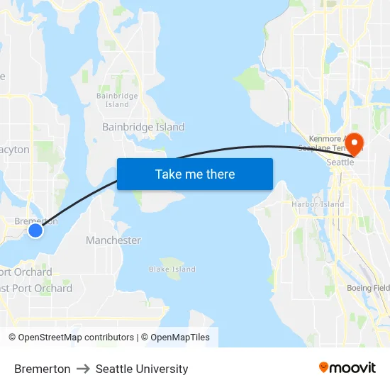 Bremerton to Seattle University map