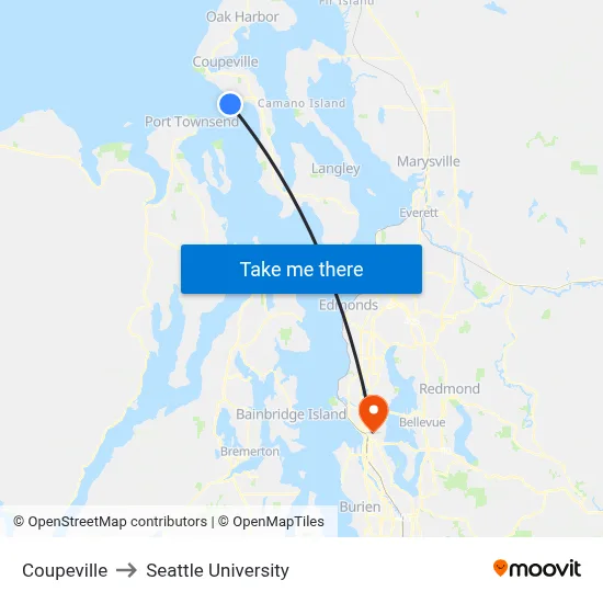 Coupeville to Seattle University map