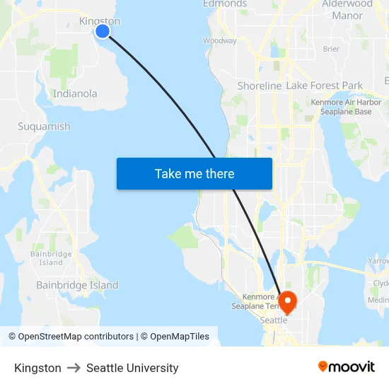 Kingston to Seattle University map
