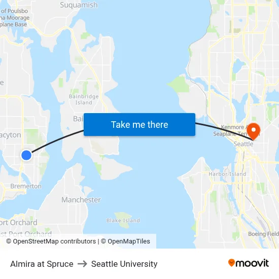 Almira at Spruce to Seattle University map