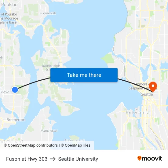 Fuson at Hwy 303 to Seattle University map