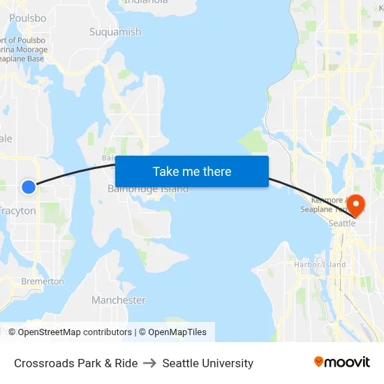 Crossroads Park & Ride to Seattle University map