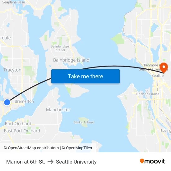 Marion at 6th St. to Seattle University map