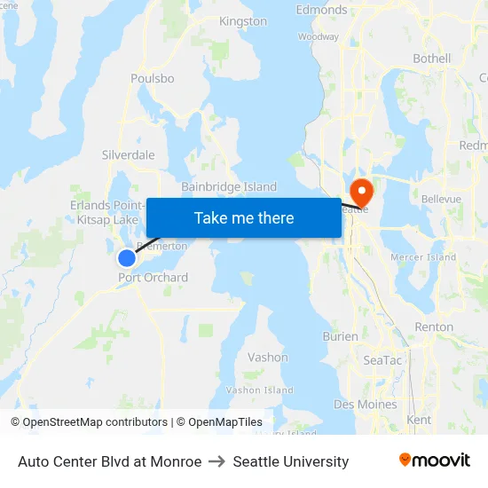 Auto Center Blvd at Monroe to Seattle University map