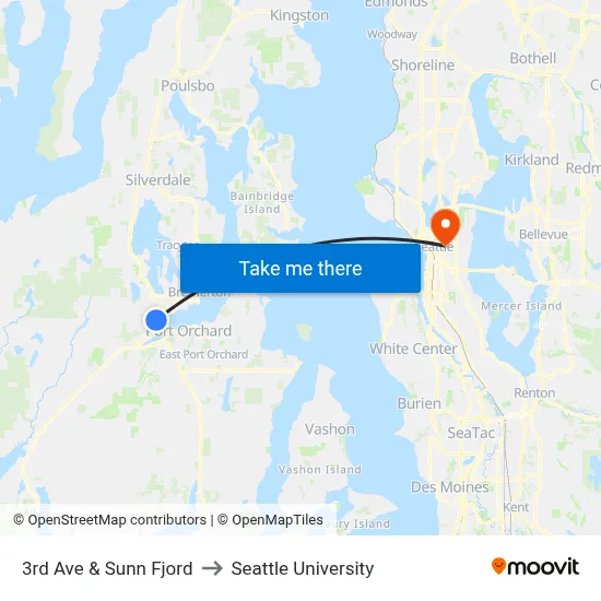 3rd Ave & Sunn Fjord to Seattle University map
