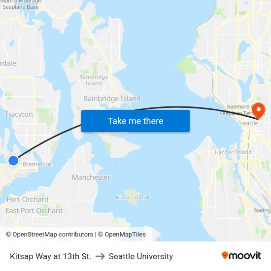 Kitsap Way at 13th St. to Seattle University map