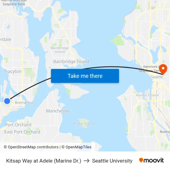 Kitsap Way at Adele (Marine Dr.) to Seattle University map