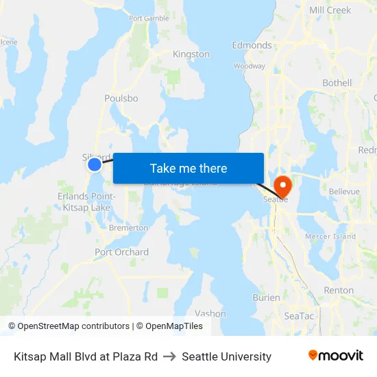 Kitsap Mall Blvd at Plaza Rd to Seattle University map