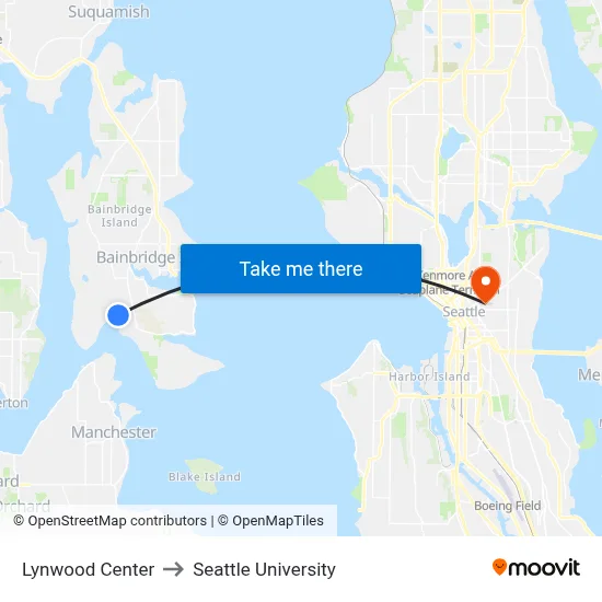 Lynwood Center to Seattle University map