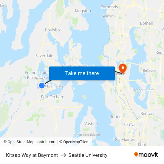 Kitsap Way at Baymont to Seattle University map