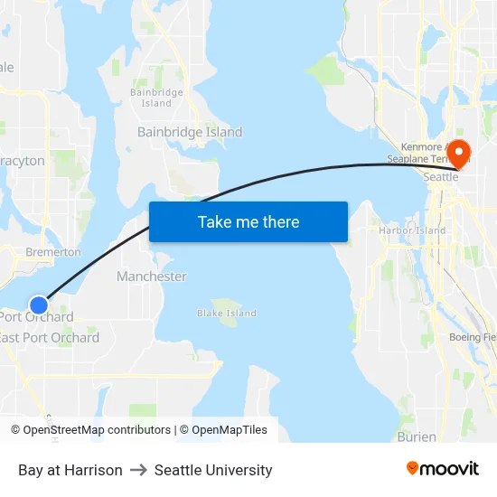 Bay at Harrison to Seattle University map