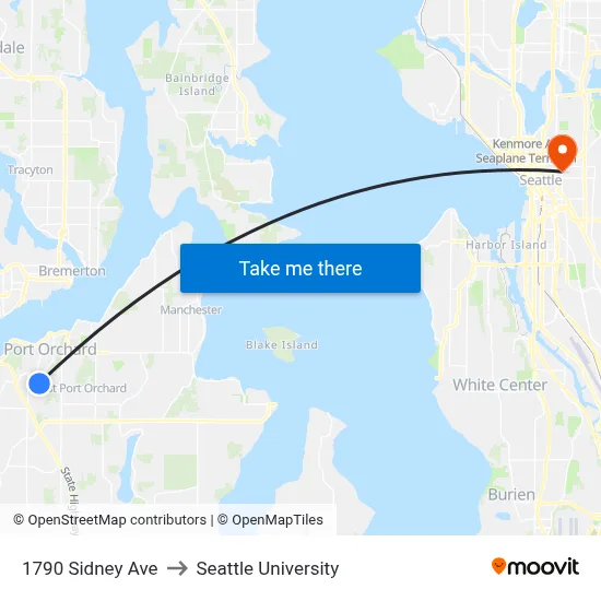 1790 Sidney Ave to Seattle University map