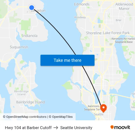 Hwy 104 at Barber Cutoff to Seattle University map