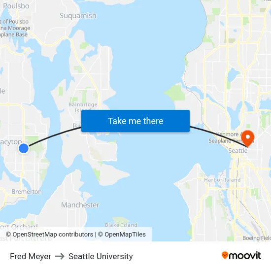 Fred Meyer to Seattle University map