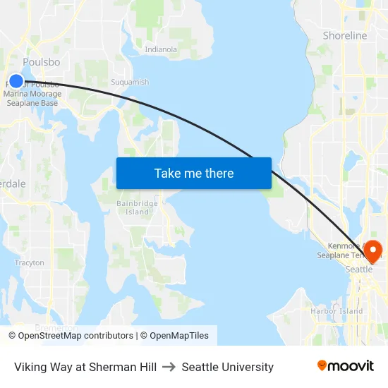 Viking Way at Sherman Hill to Seattle University map
