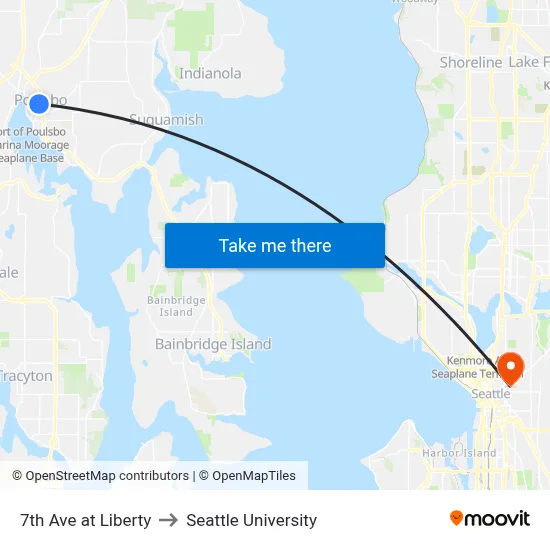 7th Ave at Liberty to Seattle University map