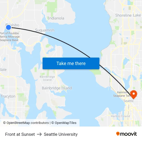 Front at Sunset to Seattle University map