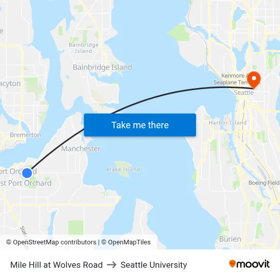 Mile Hill at Wolves Road to Seattle University map