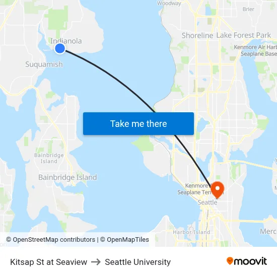 Kitsap St at Seaview Ave to Seattle University map