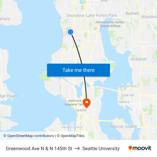 Greenwood Ave N & N 145th St to Seattle University map