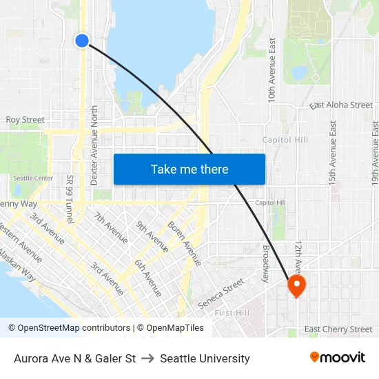 Aurora Ave N & Galer St to Seattle University map