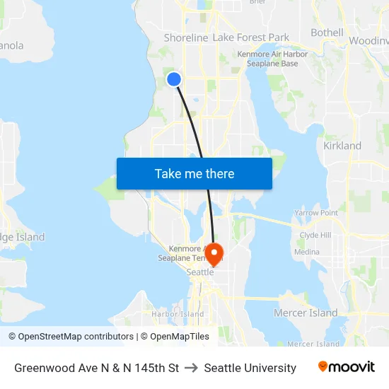 Greenwood Ave N & N 145th St to Seattle University map