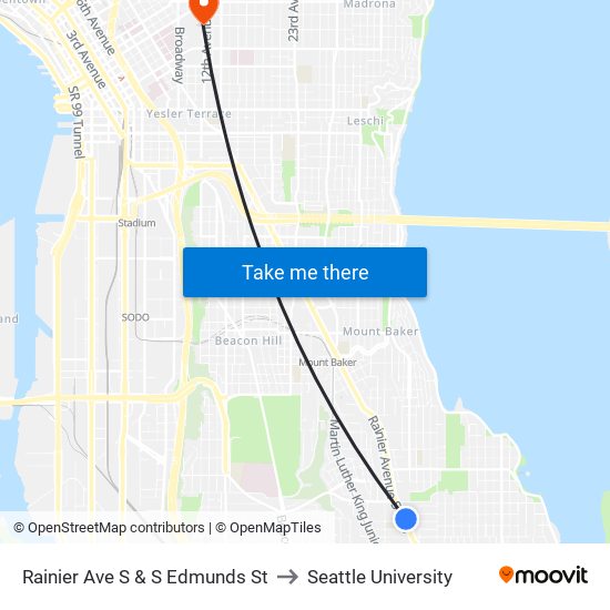 Rainier Ave S & S Edmunds St to Seattle University map