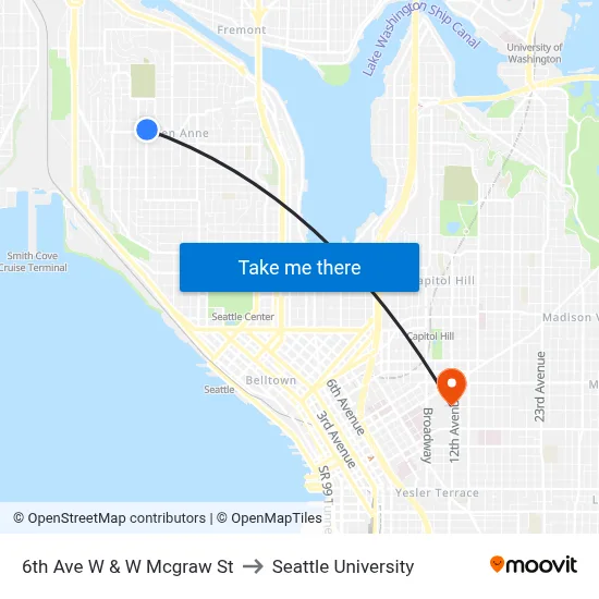 6th Ave W & W Mcgraw St to Seattle University map