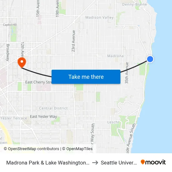 Madrona Park & Lake Washington Blvd to Seattle University map