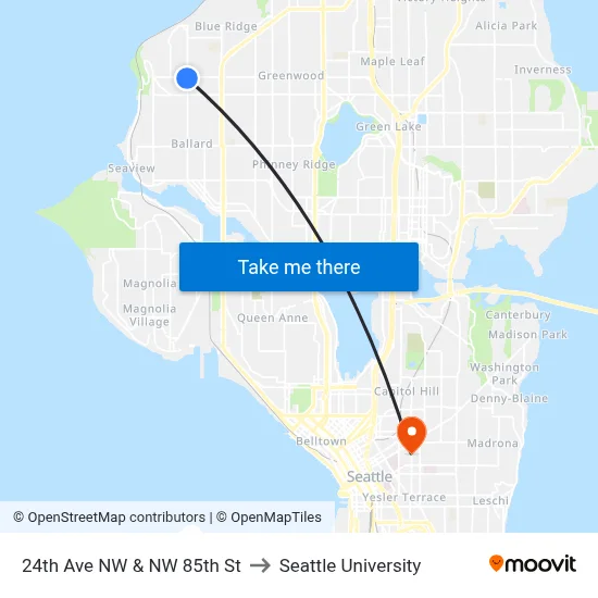 24th Ave NW & NW 85th St to Seattle University map