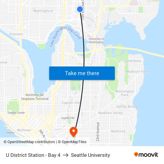 U District Station - Bay 4 to Seattle University map