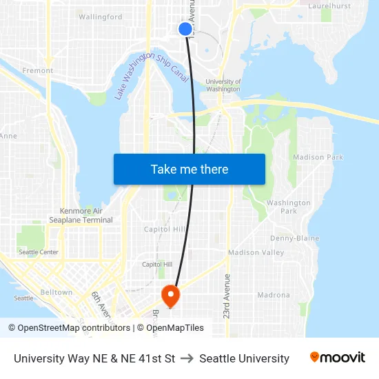University Way NE & NE 41st St to Seattle University map