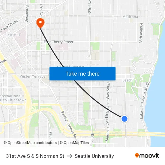 31st Ave S & S Norman St to Seattle University map