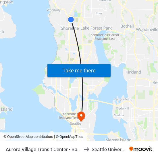 Aurora Village Transit Center - Bay 12 to Seattle University map