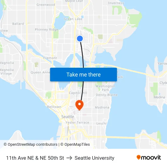 11th Ave NE & NE 50th St to Seattle University map
