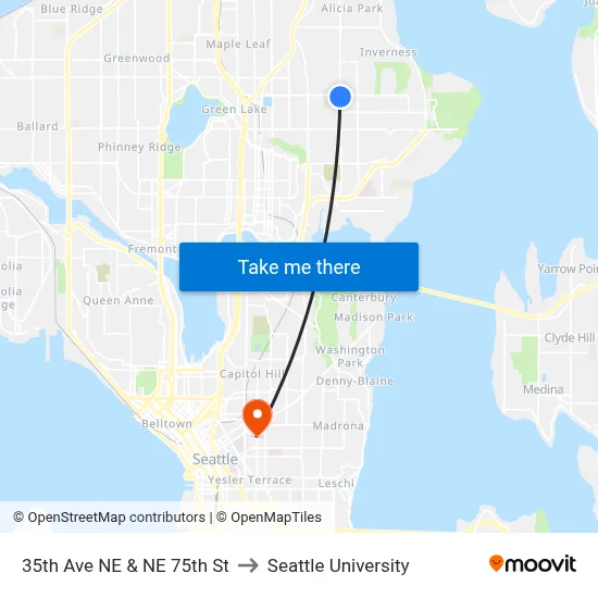 35th Ave NE & NE 75th St to Seattle University map