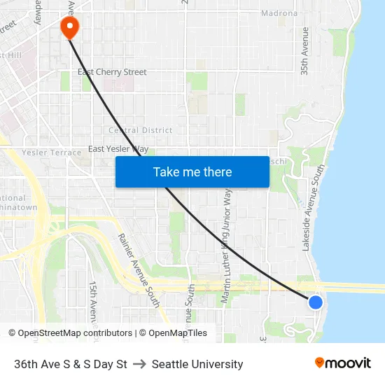 36th Ave S & S Day St to Seattle University map