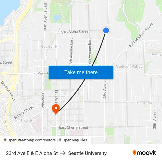 23rd Ave E & E Aloha St to Seattle University map